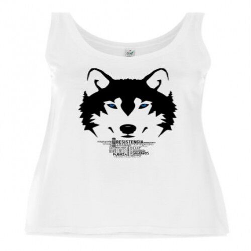 Camiseta tirantes mujer lobo color Blanco thumbnail