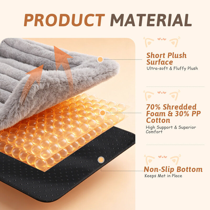 Nobleza Cama Cueva para Gatos y Perros Peque&ntilde;os (50 x 40 cm) - Coj&iacute;n de Peluche Suave y Lavable con Relleno Mullido de Alta Resistencia, Cama T&eacute;rmica Antideslizante para Sof&aacute;, Jaula o Suelo, Gris Talla S, , large Imagen numero 3