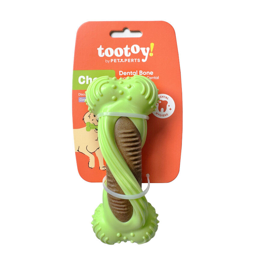 Tootoy! Hueso Mordedor Dental Verde y Marr&oacute;n para perros, , large Imagen numero 7