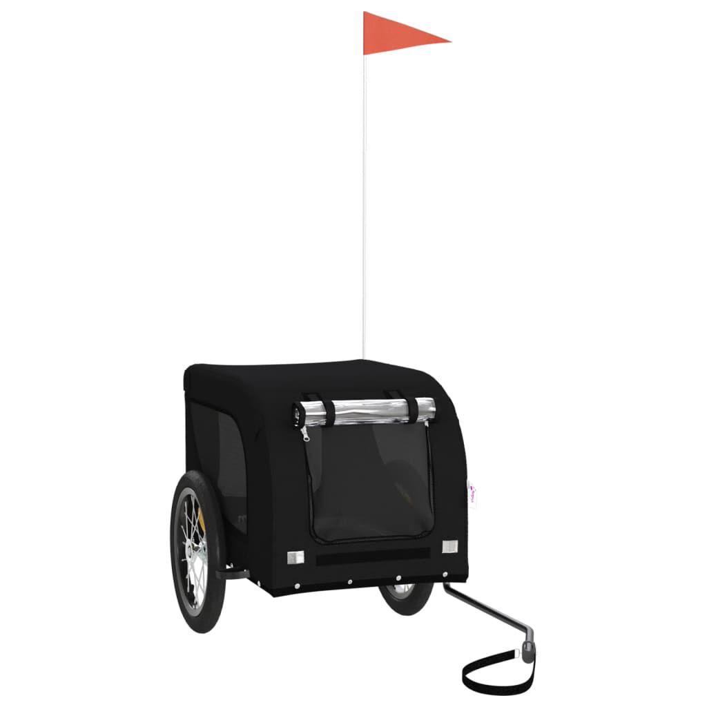 vidaXL Remolque de bicicleta para perros hierro y tela Oxford negro, , large Imagen numero 1