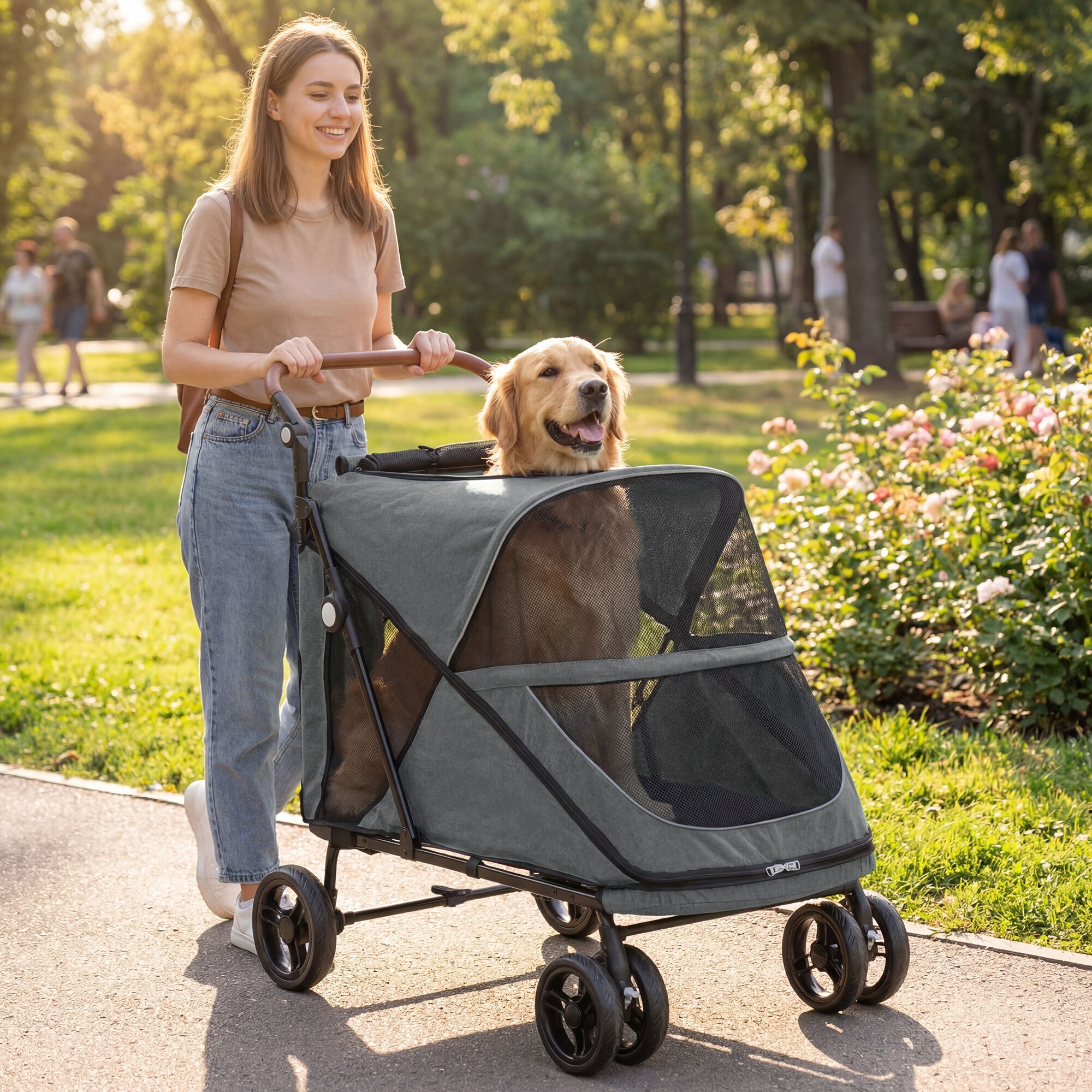 PawHut Carrito para Perros Gris, , large Imagen numero 2