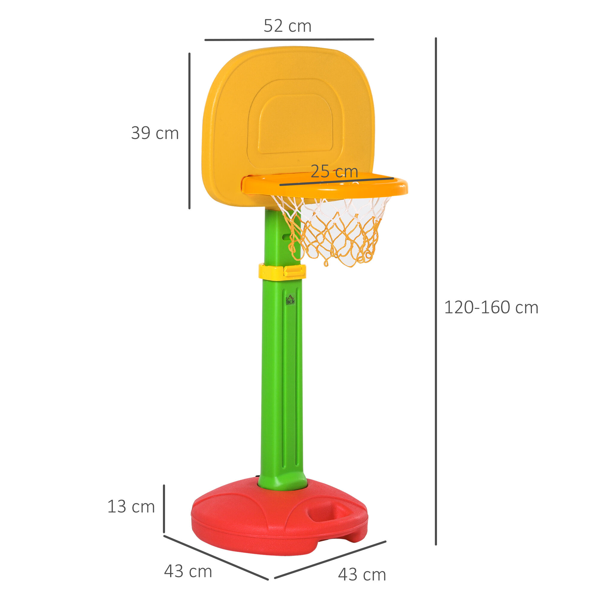 HOMCOM Canasta de Baloncesto Infantil multicolor con Altura Ajustable para ni&ntilde;os, , large Imagen numero 3