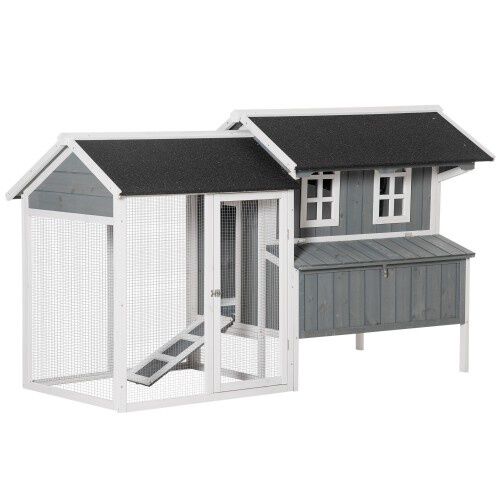 PawHut Gallinero de Madera Exterior de 2 Niveles para gallinas, , large Imagen numero 2