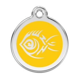 Red Dingo Placa identificativa Acero Inoxidable Esmalte Tribal Pez Amarillo para perros