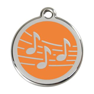 Red Dingo Placa identificativa Acero Inoxidable Esmalte Música Naranja para perros