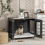 PawHut Jaula para Perros Medianos Mesa Auxiliar 80x55x70 cm con 2 Puertas con Pestillo Cojín de Tela Oxford Extraíble y Rejillas de Acero Perrera para Interiores Gris, , large indicador imagen numero 2