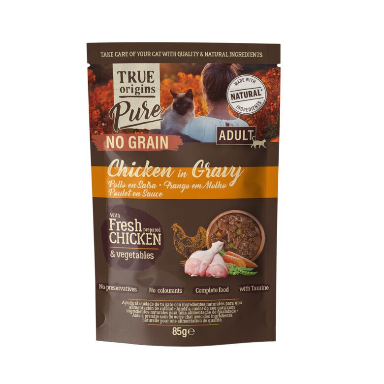 85 g True Origins Pure No Grain Sobre con Pollo para gatos