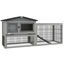 PawHut Conejera Exterior de Madera 150x52x68 cm Jaula para 1-2 Conejos Grande con Techo Asfáltico Abatible Bandeja Extraíble y Rampa Gris, , large indicador imagen numero 1
