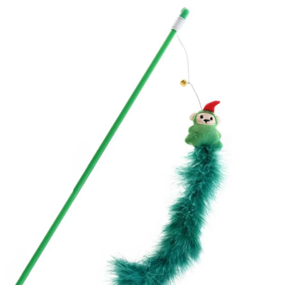 Ca&ntilde;a con peluche de Duende con plumas para gatos, , large Imagen numero 1