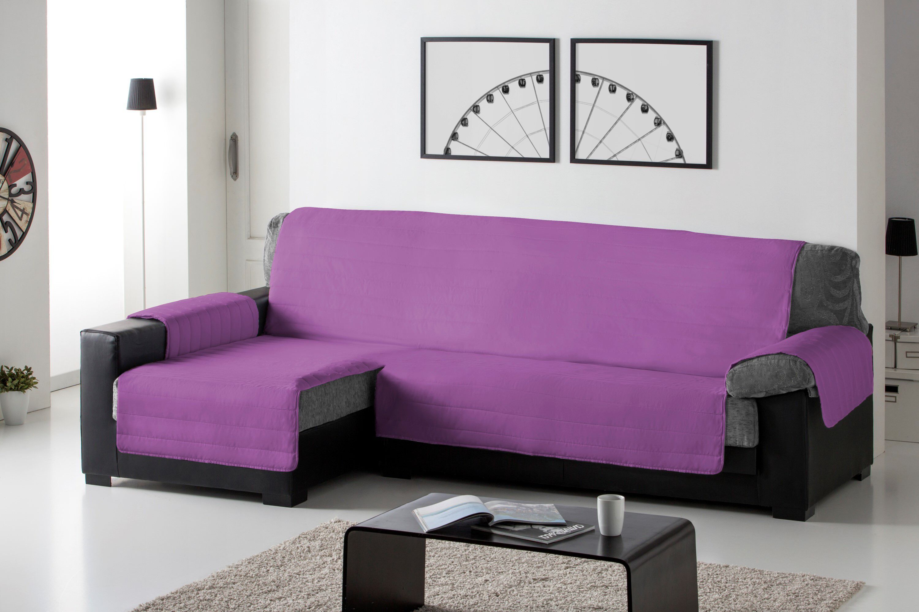 Cubre Sofa Acolchado Chaise Longue Izquierdo color Lila, , large Imagen numero 2