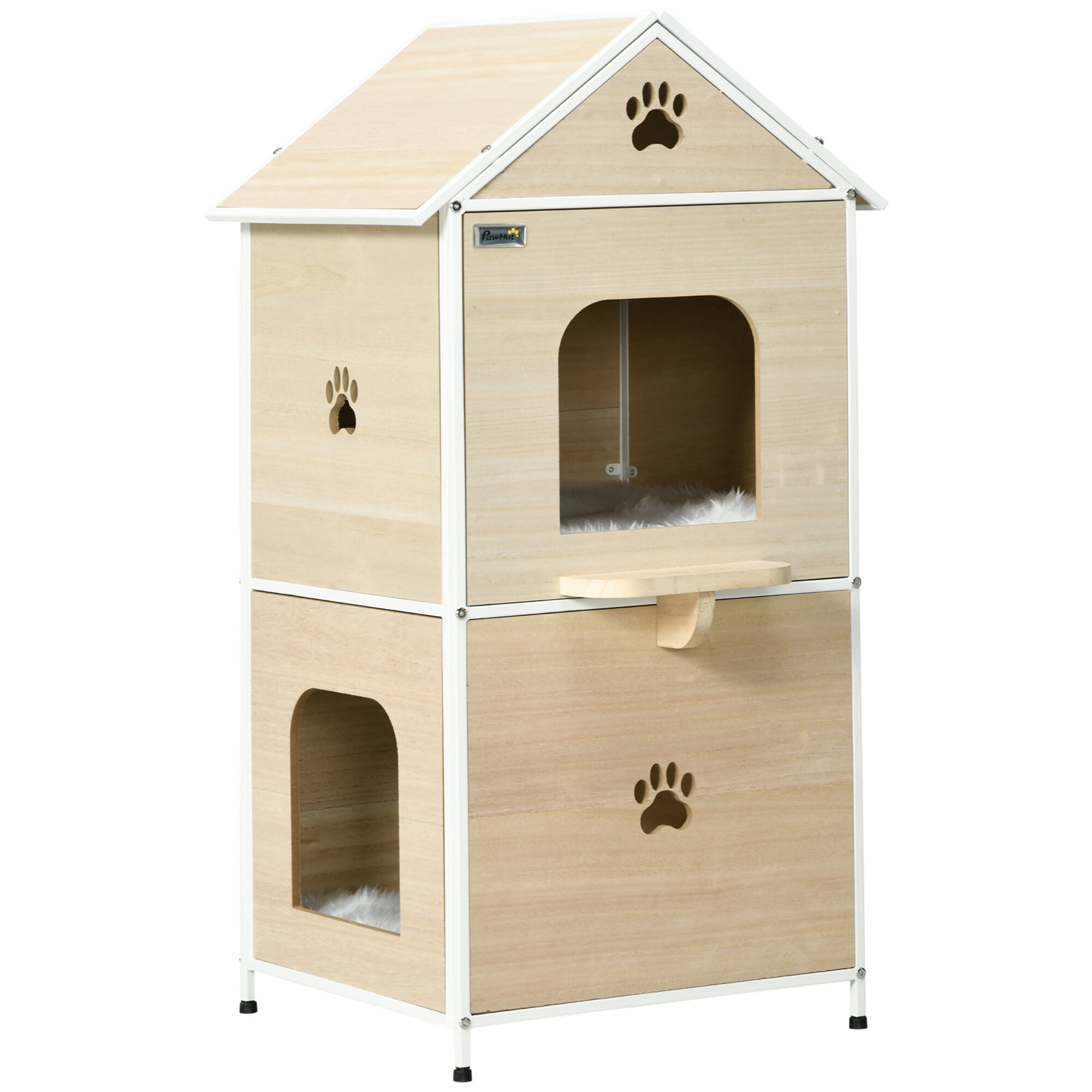 PawHut Casa para Gatos Madera Natural, , large Imagen numero 1