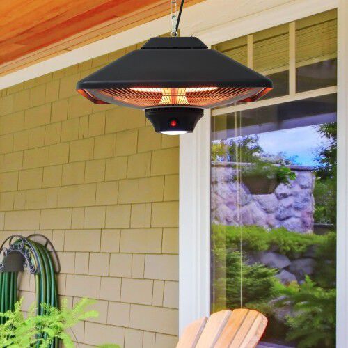 Estufa colgante Outsunny para techo con control remoto color Negro
