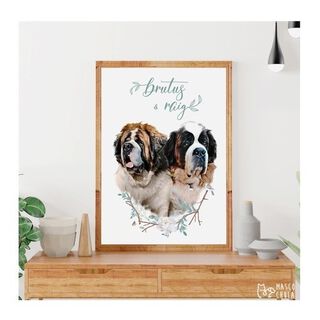 Mascochula wild doble retrato realista personalizado en lámina con tu mascota