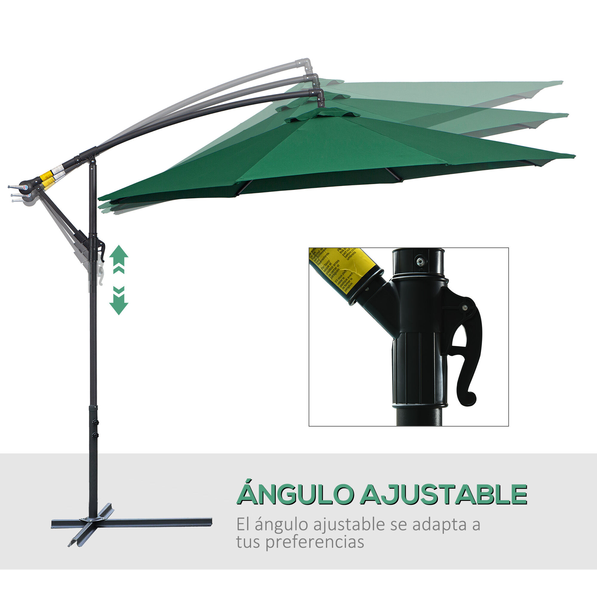 Outsunny Conjunto de Sombrilla Verde Oscuro, , large Imagen numero 5