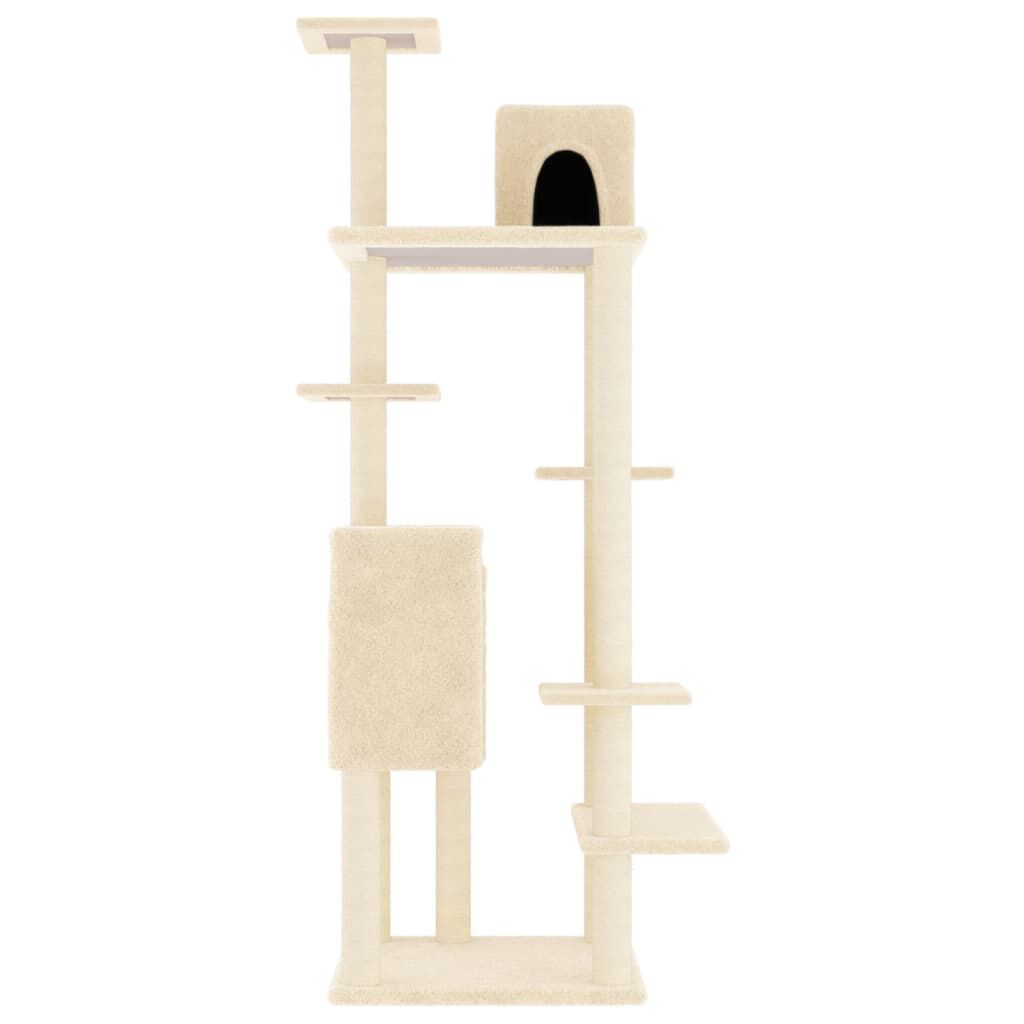 vidaXL Rascador para gatos con postes de sisal crema 154 cm, , large Imagen numero 3