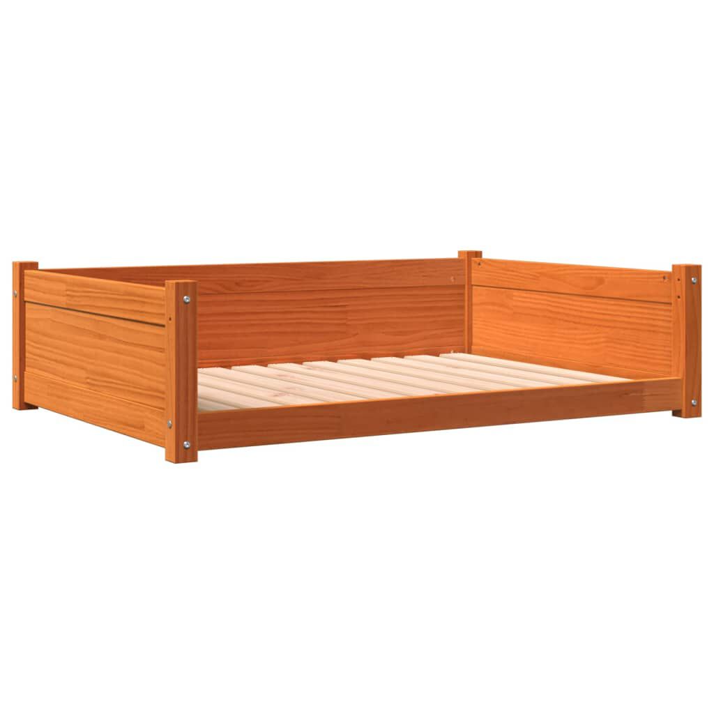 vidaXL Cama para perros madera de pino marr&oacute;n cera 105,5x75,5x28 cm, , large Imagen numero 1