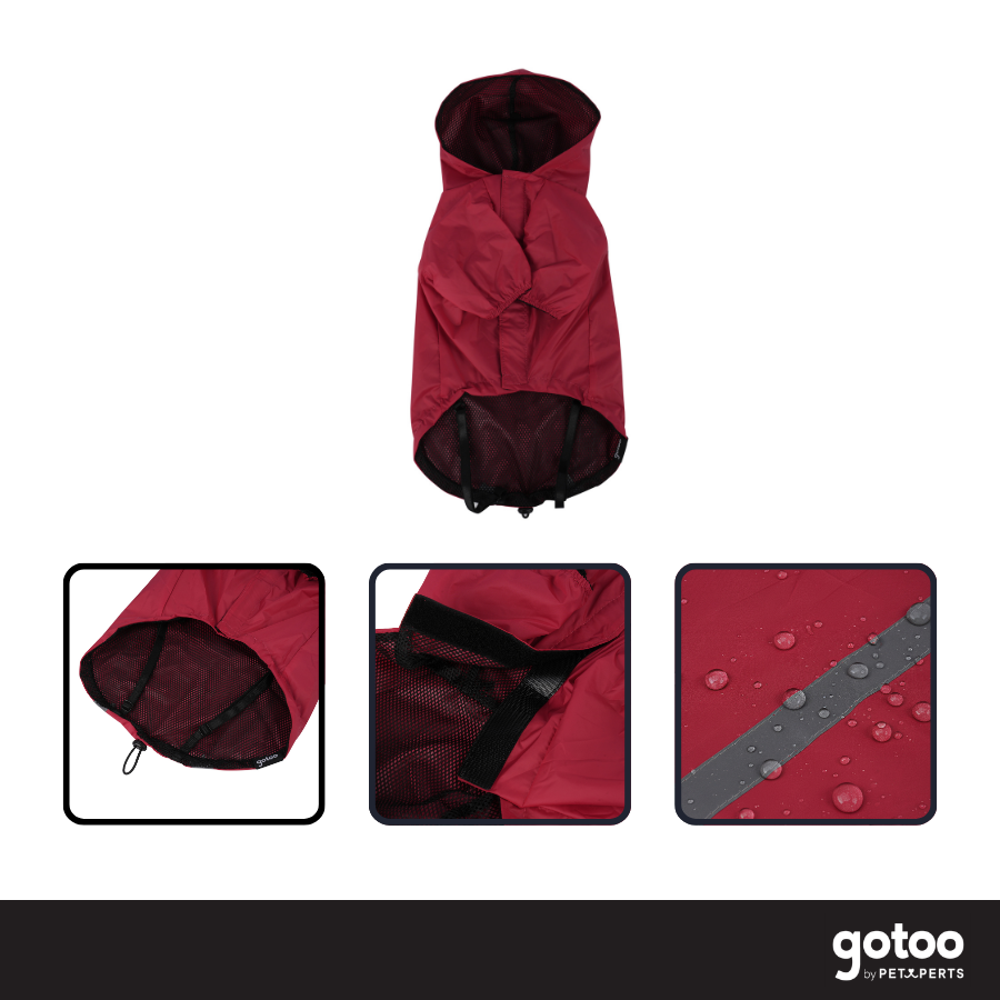 Gotoo Abrigo Impermeable Reflectante Rojo para perros, , large Imagen numero 3