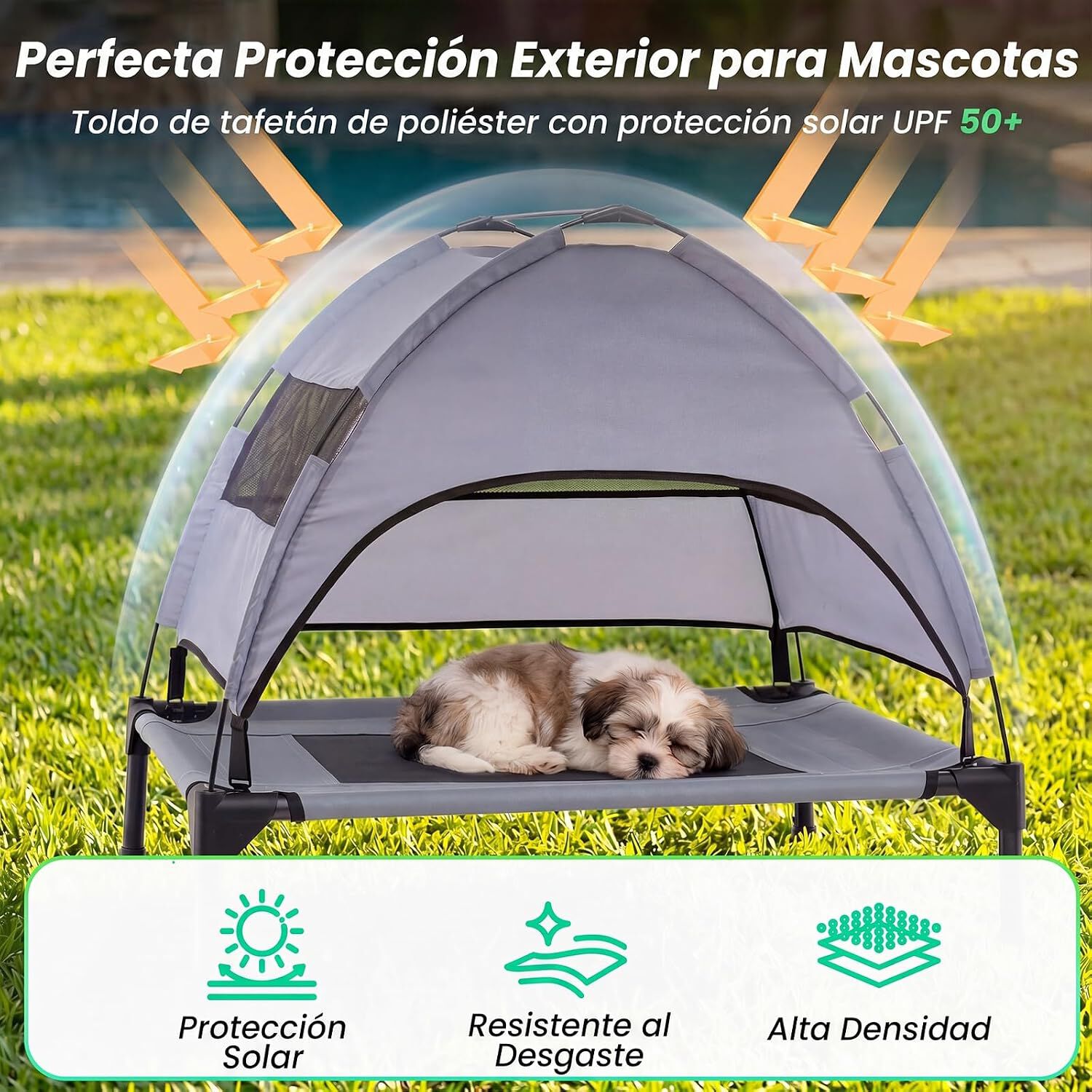 COSTWAY Cama Elevada para Perros con Toldo Extra&iacute;ble (78,5 x 63 x 70 cm), , large Imagen numero 2