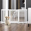 PawHut Barrera para Perros de Madera Valla para Mascotas Plegable de 3 Paneles con 1 Puerta y Patas de Apoyo para Pasillo Escalera 155x35,5x76 cm Blanco, , large indicador imagen numero 2