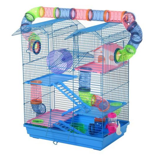 Resignación Colgar Pogo stick jump Jaula para hámster de múltiples niveles PawHut color Azul | Tiendanimal