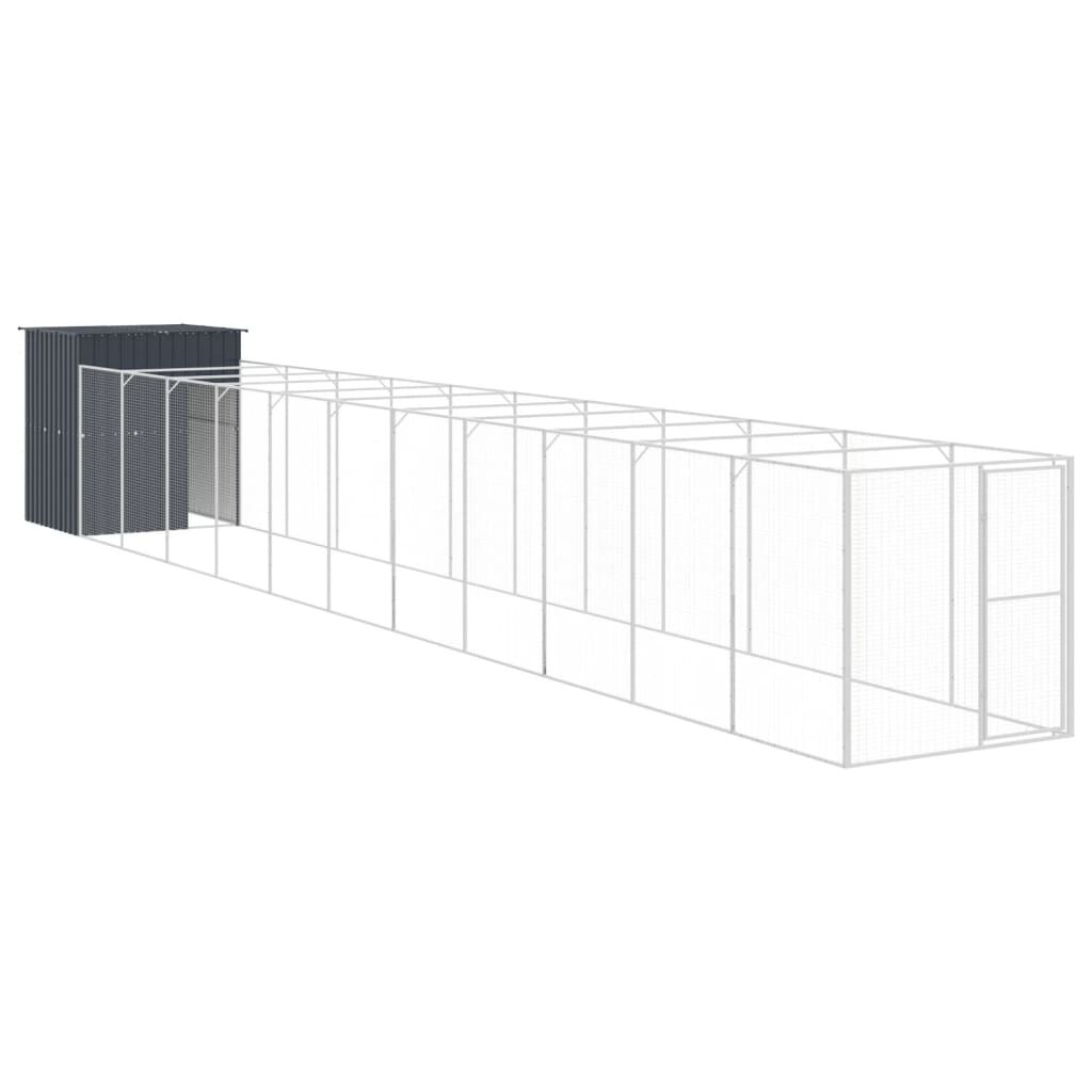 vidaXL Caseta de perros con corral acero galvanizado 165x455x181 cm, , large Imagen numero 12