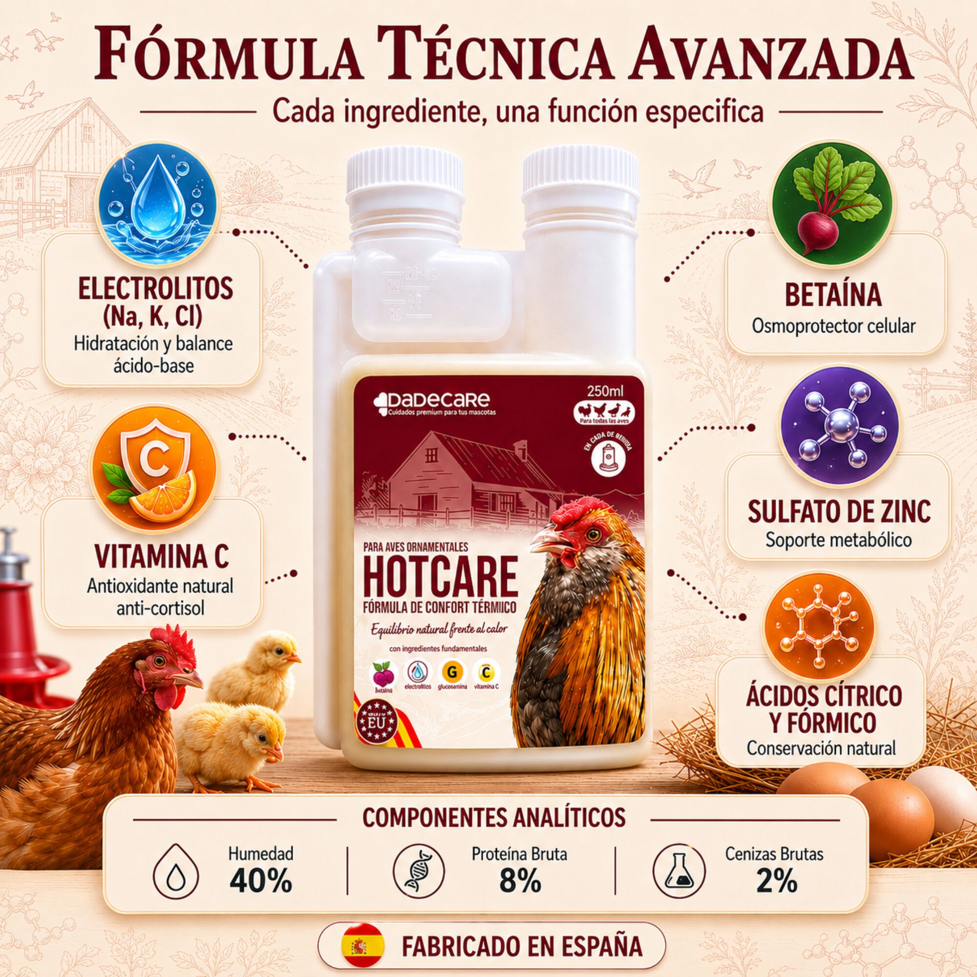 Hotcare 250 ml Antiestr&eacute;s por Calor para aves. Dadecare, , large Imagen numero 4
