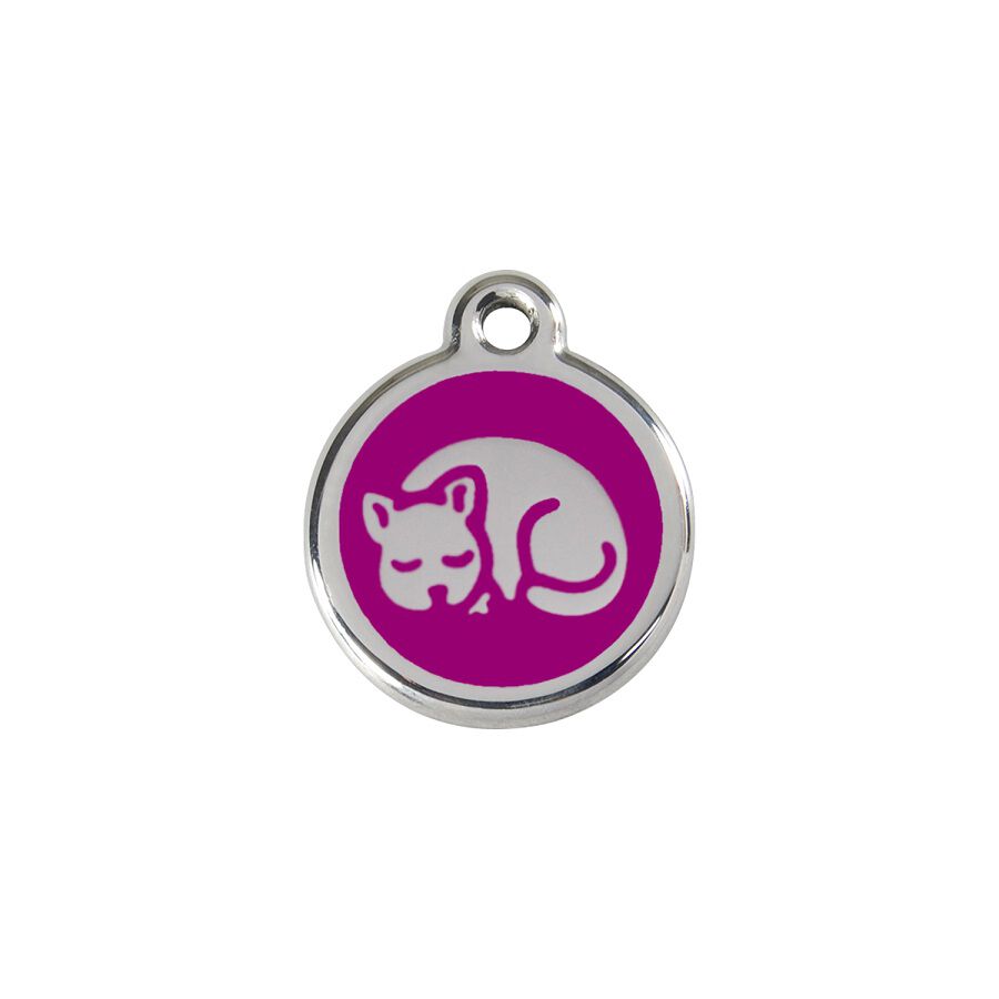 Red Dingo Placa identificativa Acero Inoxidable Esmalte Gatito Morado para gatos