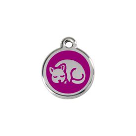 Red Dingo Placa identificativa Acero Inoxidable Esmalte Gatito Morado para gatos