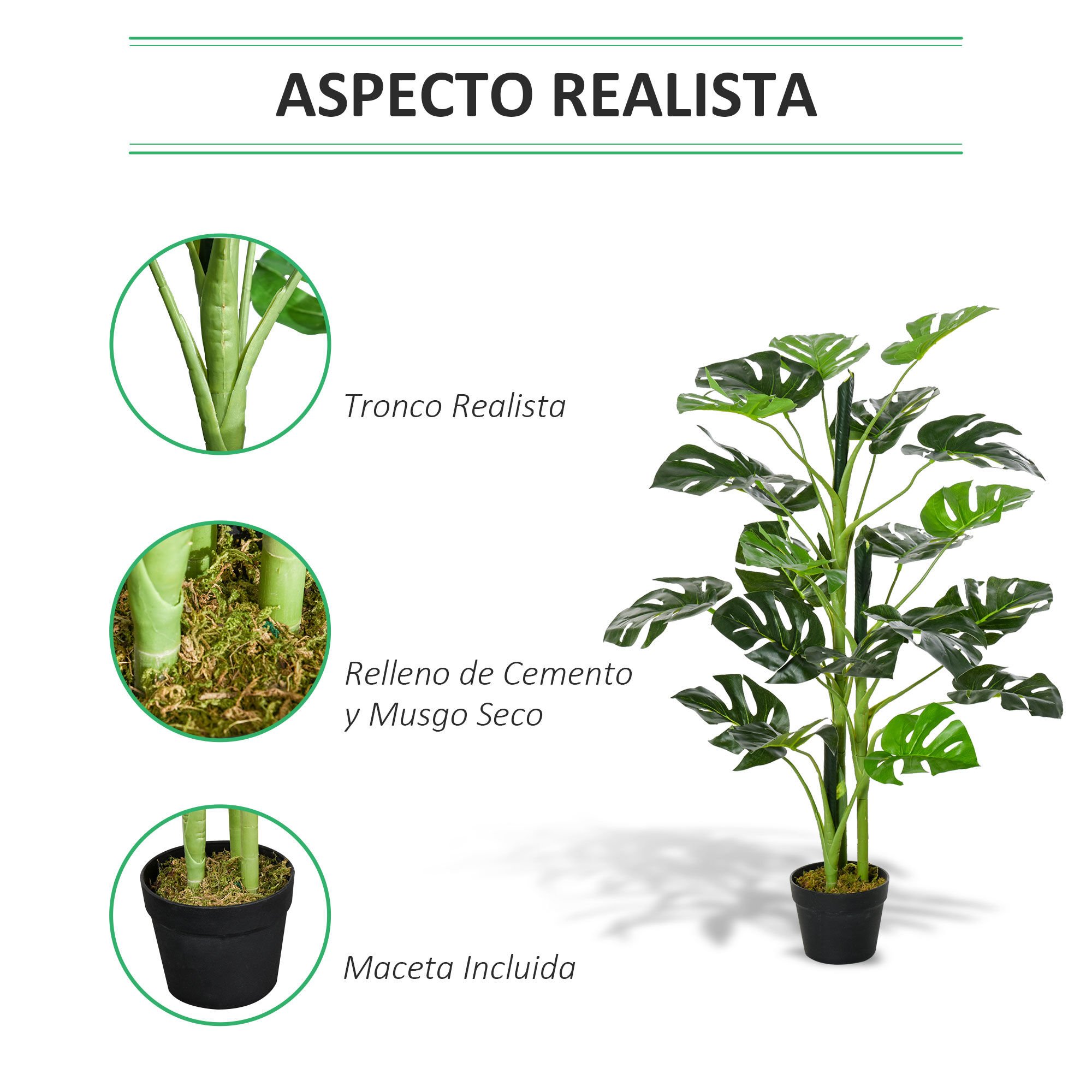 Outsunny Árbol tropical planta artificial monstera thumbnail