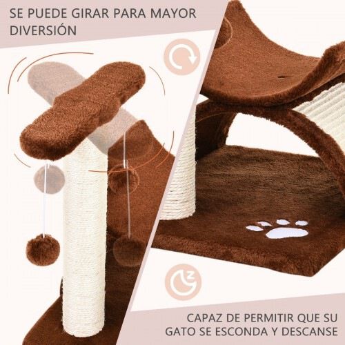 Pawhut &aacute;rbol rascador con bolas de juego marr&oacute;n para gatos, , large Imagen numero 4