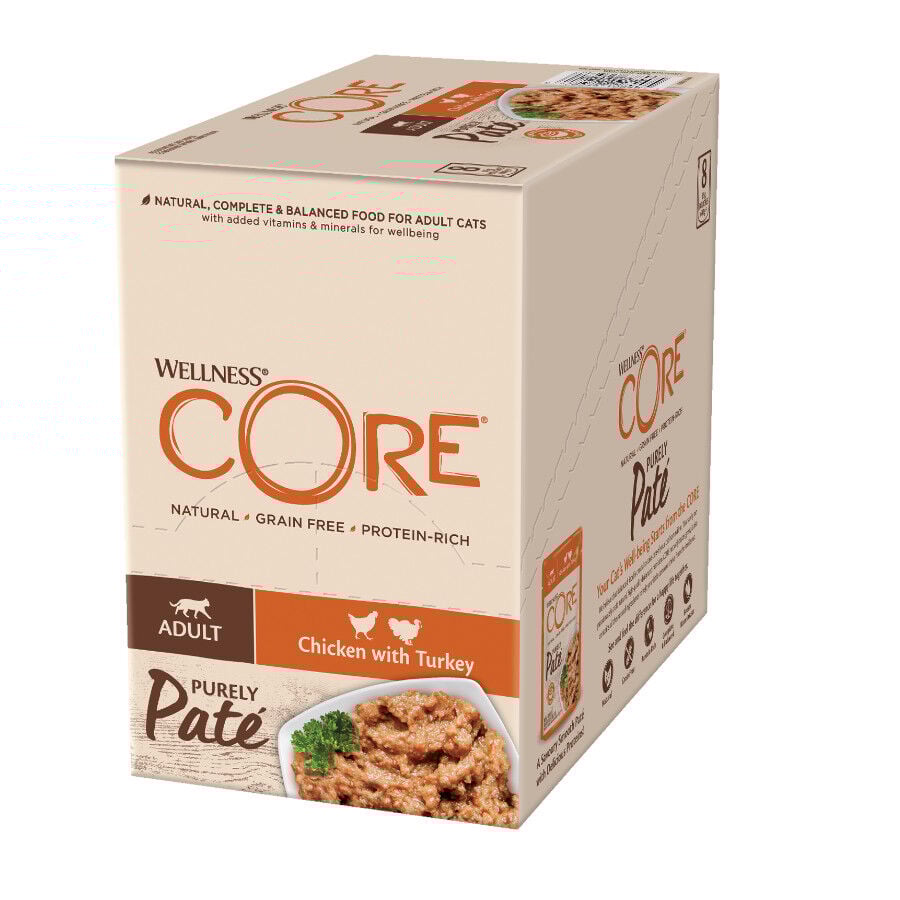 24 sobres x 85 g Wellness Core Adult Pollo y Pavo en Pat&eacute; sobre para gatos &iexcl;Pack ahorro!, , large Imagen numero 1