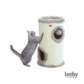 Leeby Bruno barril rascador con cama nido y juguete para gatos