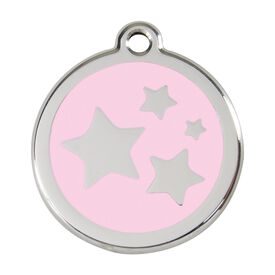 Red dingo Placa identificativa Acero Inoxidable Esmalte Estrella Rosa para perros