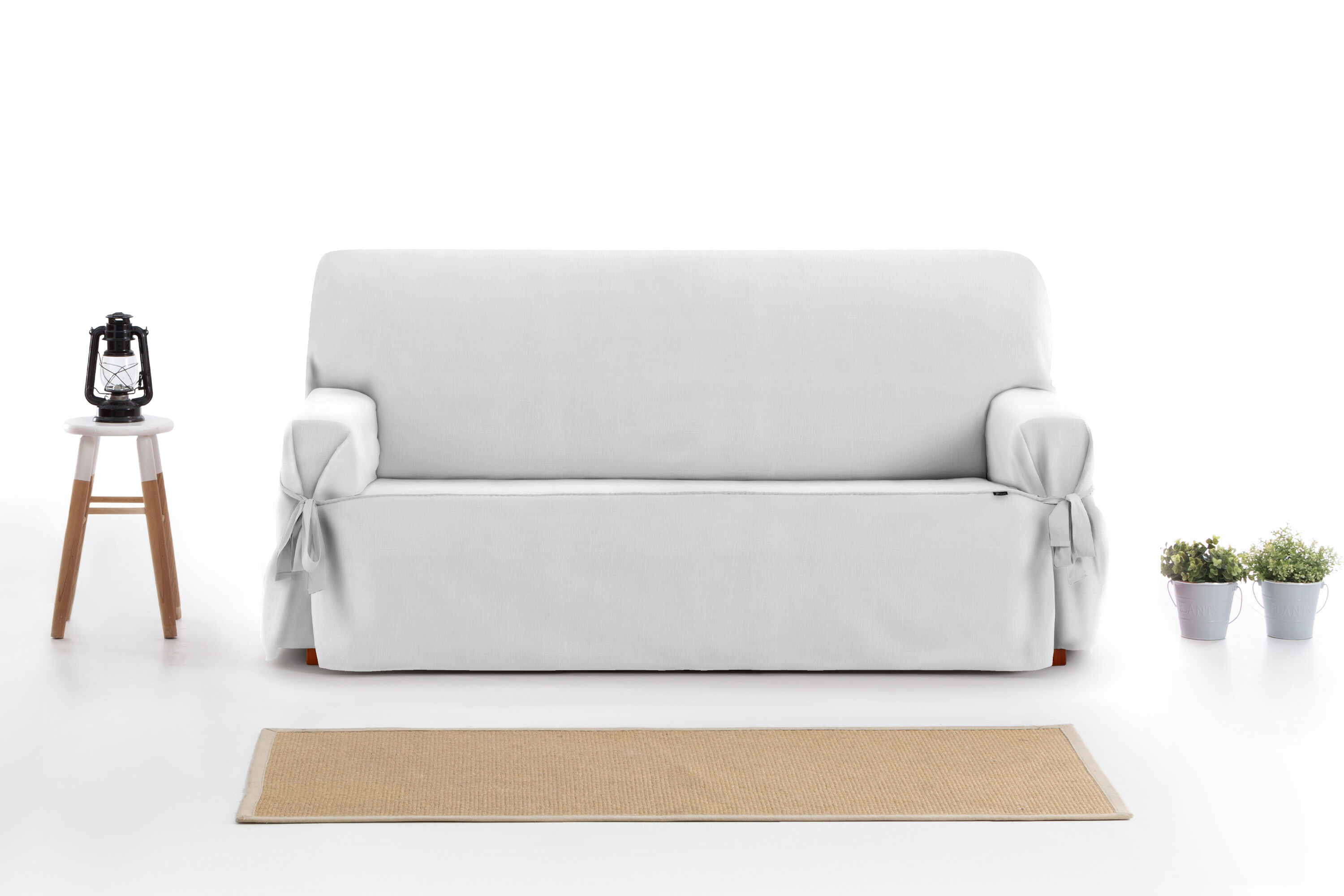Protector Funda Sofa 2 Plazas con lazos. Color Gris. 2 plazas (120 - 180 cm), , large Imagen numero 3