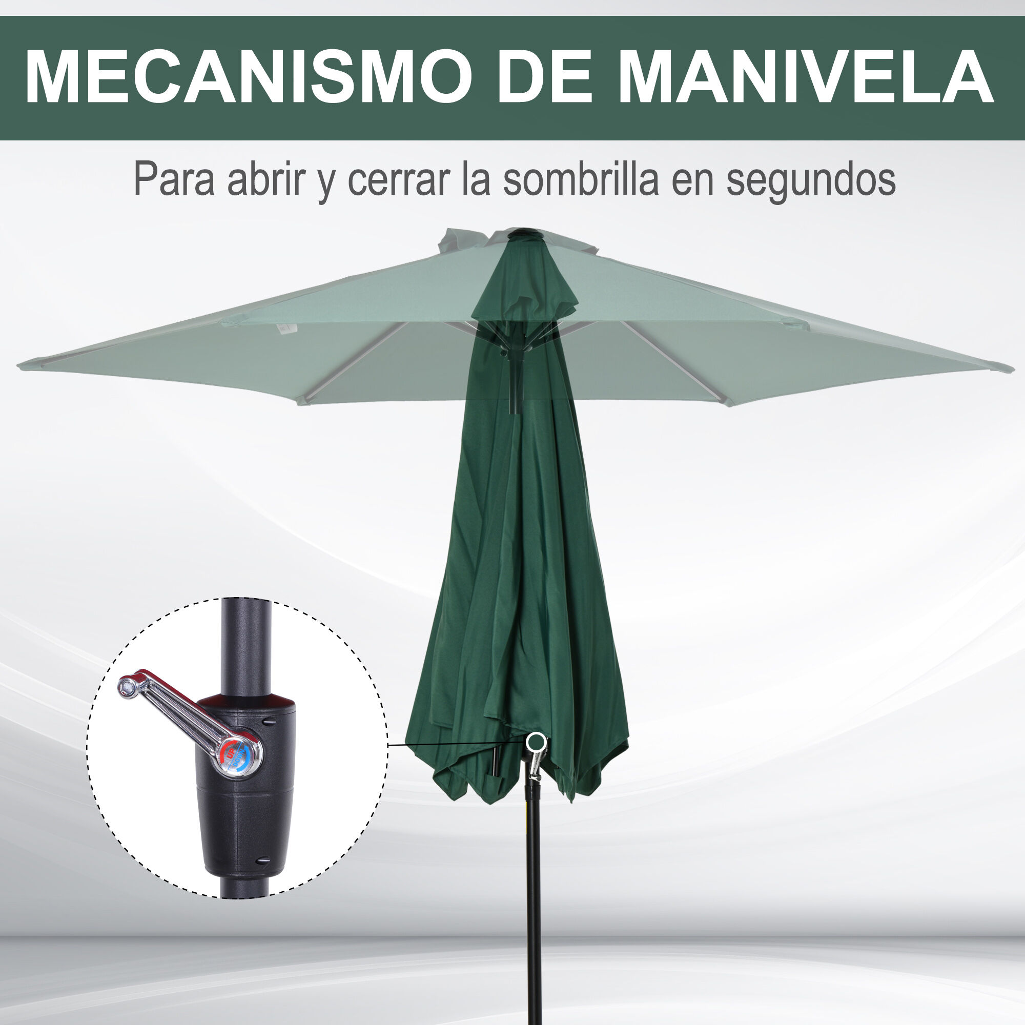 Outsunny Sombrilla Para Jardín Parasol De Aluminio Con Manivela thumbnail
