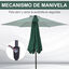 Outsunny Sombrilla para Jardín Ø260x235 cm Parasol de Aluminio con Reclinable con Manivela y 6 Varillas para Terraza Exterior Balcón Verde, , large indicador imagen numero 5