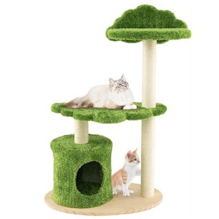 COSTWAY Árbol con Postes Rascadores de Sisal y Percha Superior Acolchada para gatos