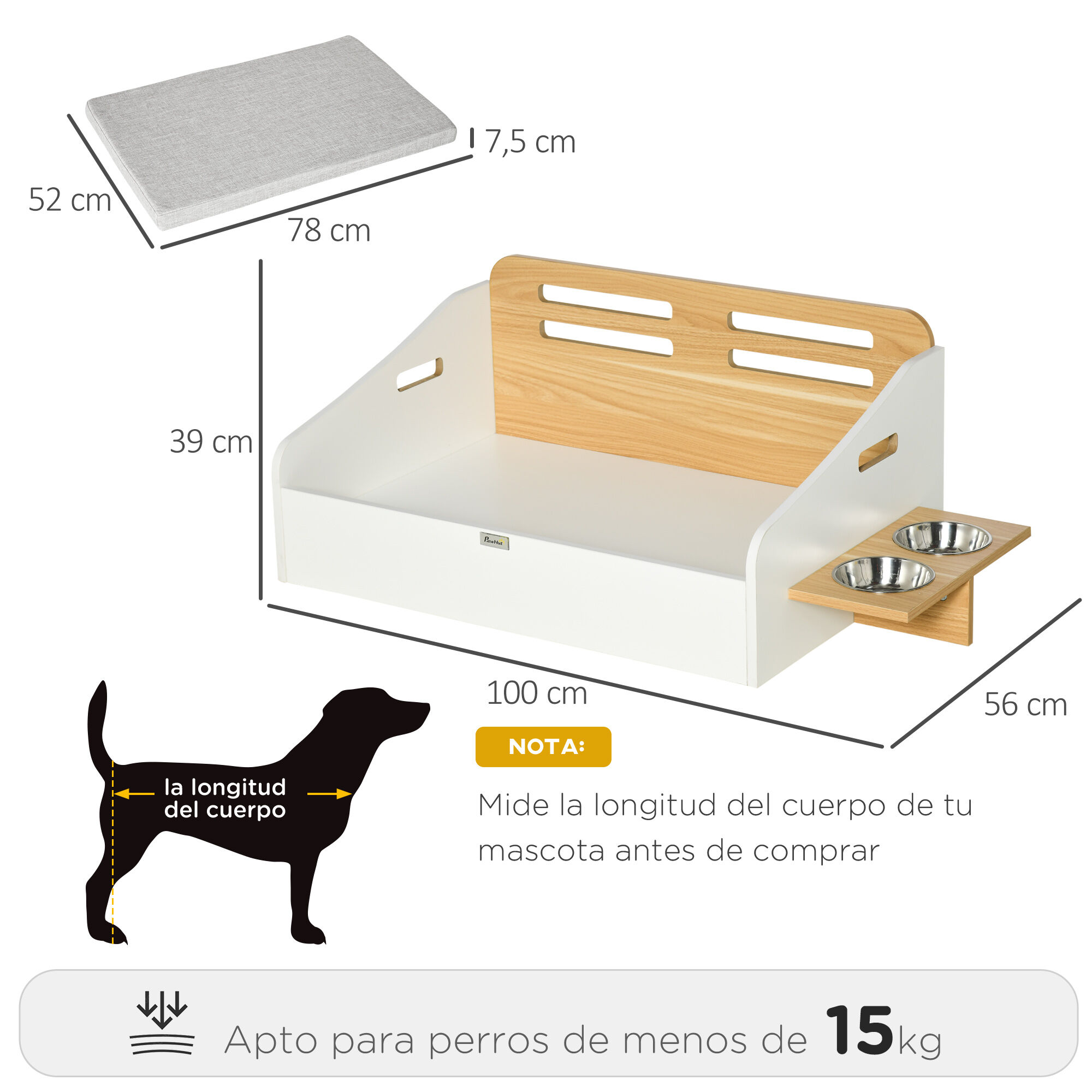 PawHut Cama de Madera para Perros Gatos, , large Imagen numero 2
