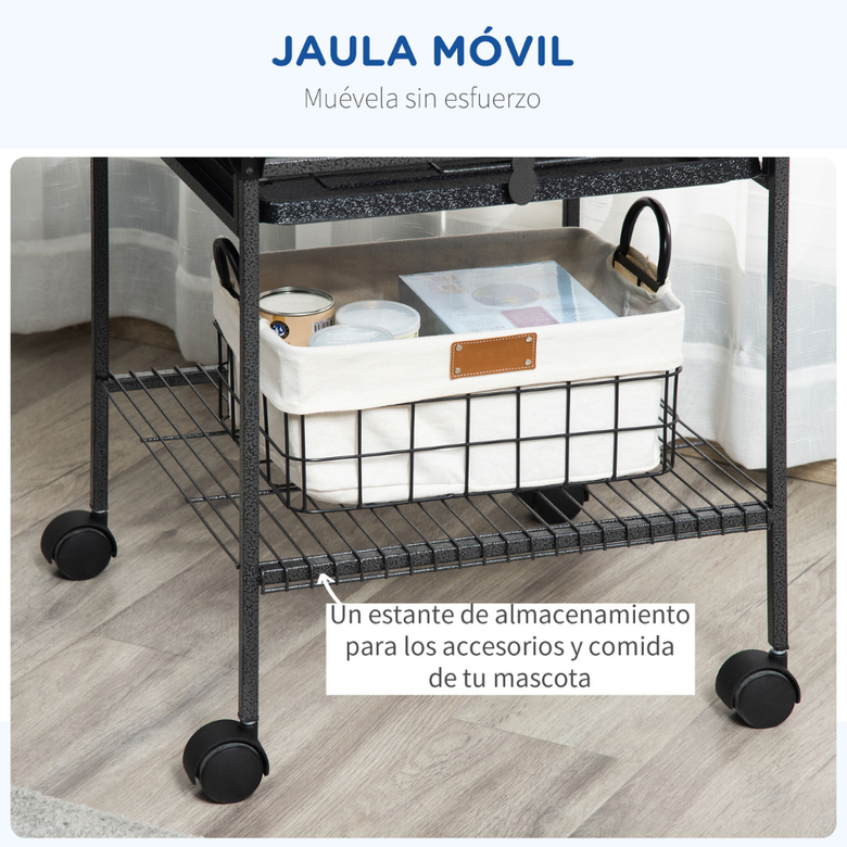 PawHut jaula con soporte y ruedas negra para pájaros thumbnail