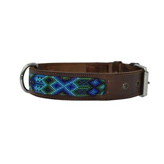 Loyal Collar de Piel Artesanal Marrón, Azul y Verde para perros 