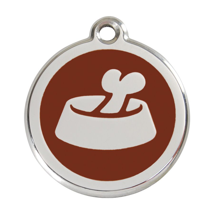 Placa identificativa Acero Inoxidable Esmalte Hueso en Cuenco Marron para perros, , large Imagen numero 1
