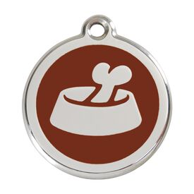 Red Dingo Placa identificativa Acero Inoxidable Esmalte Hueso en Cuenco Marron para perros