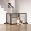 PawHut Barrera para Perros de 3 Paneles Barrera de Seguridad para Perros con Estructura de Madera y Patas de Apoyo para Pasillo Escalera 185x36x71 cm Marrón, , large indicador imagen numero 2