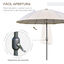 Outsunny Sombrilla de Jardín Ø250x240 cm con Manivela Parasol Exterior con Mecanismo de Inclinación y Poste Desmontable de Metal para Terraza Piscina Patio Crema, , large indicador imagen numero 4