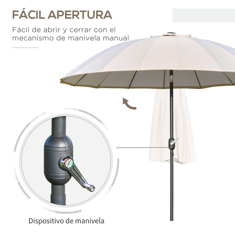 Outsunny Sombrilla De Jardín Crema Con Manivela Con Mecanismo De Inclinación Crema thumbnail