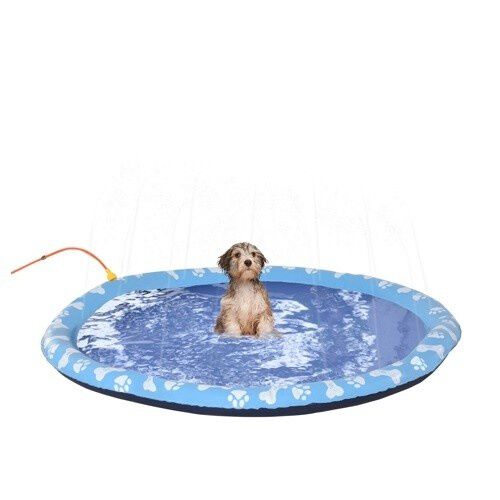 Pawhut piscina con aspersor y juegos de agua azul para perros, , large Imagen numero 1