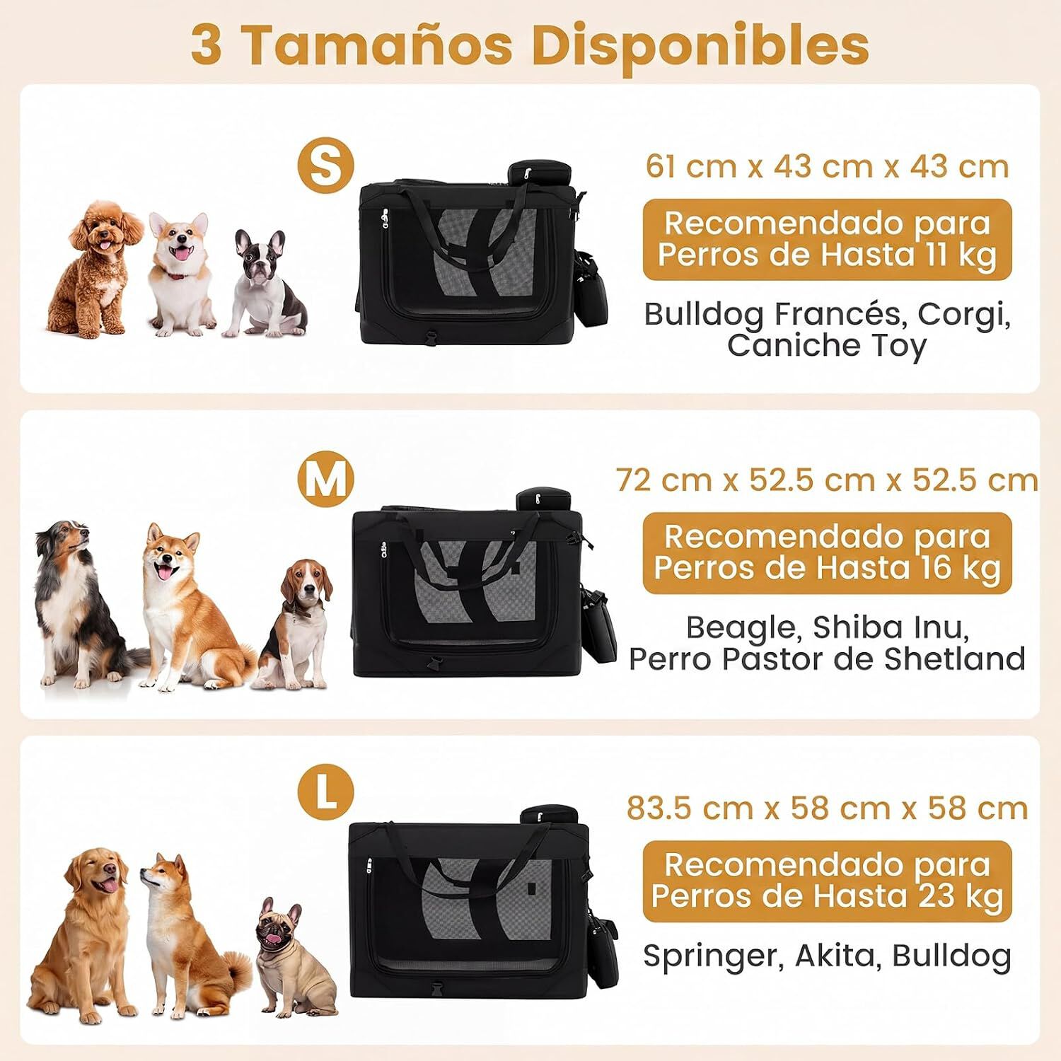 COSTWAY Transport&iacute;n para Perros Plegable, Bolsa Transporte para Gatos con Ventanas de Malla, 3 Puertas y Bolsillos Extra&iacute;bles, Portador de Viaje para Mascotas Interior y Exterior (Negro, M), , large Imagen numero 12