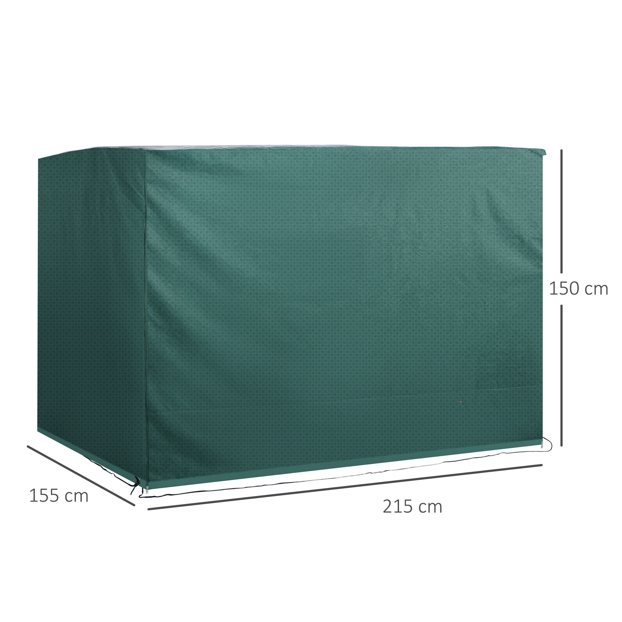 Outsunny Funda Protectora para Columpio Balanc&iacute;n de Jard&iacute;n de 3 Plazas 215x155x150 cm Impermeable con Cremallera Cubierta de Muebles Exterior Antipolvo Antiviento Verde, , large Imagen numero 3