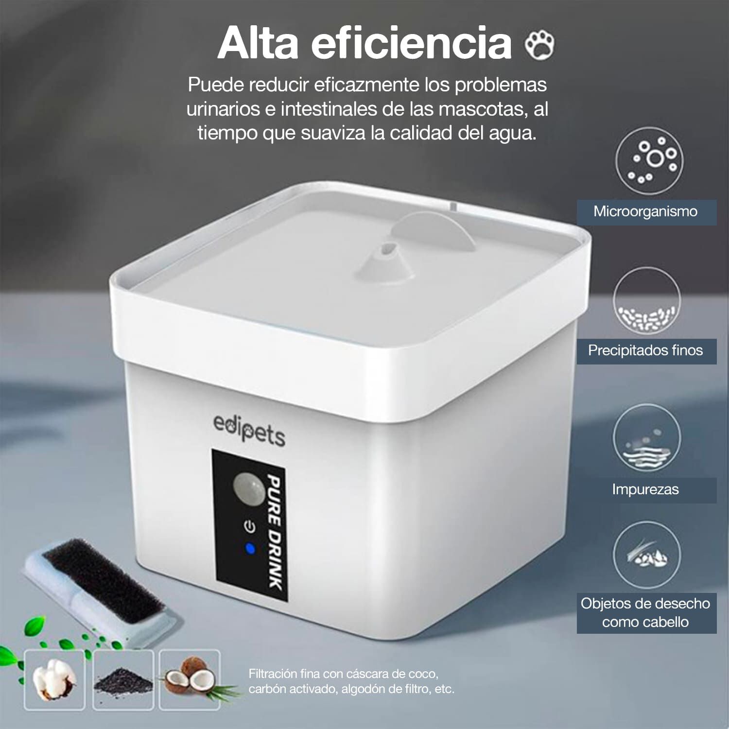 Edipets fuente bebedero autom&aacute;tico blanco para gato, , large Imagen numero 4