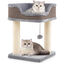 COSTWAY &Aacute;rbol Rascador Peque&ntilde;o para Gatos, 38 x 38 x 51 cm, Torre Rascador para Gatos con Plataforma Alfombrado de Felpa y Poste de Rascado de Sisal Natural, Cama para Gato, Relajarse y Dormir (Gris), , large indicador imagen numero 1